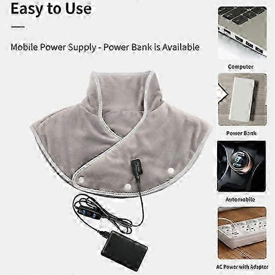 Neck and Back Shoulder Heating Pad, Electric Heating Pad, Rechargeable, Double-Sided Plush, Cordless Warming Wrap yellow