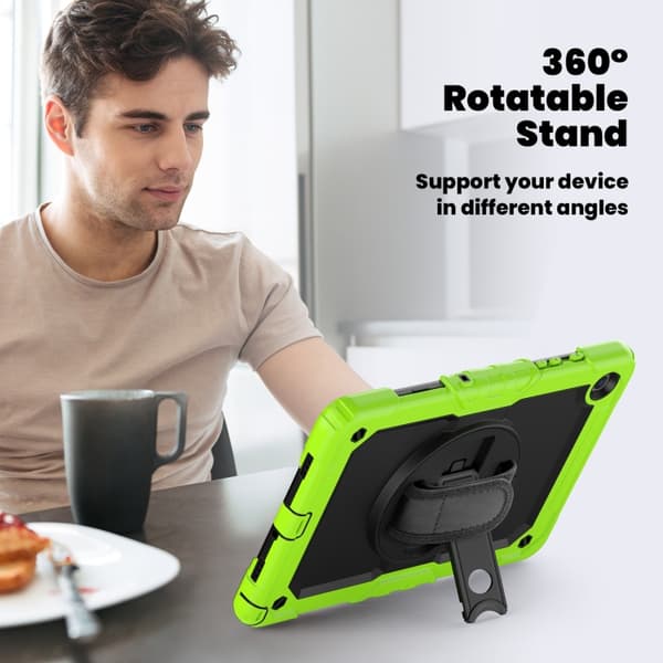Samsung Galaxy Tab A9+ / A11+ Silicone + PC Case with Shoulder Strap Gul Grön+Svart