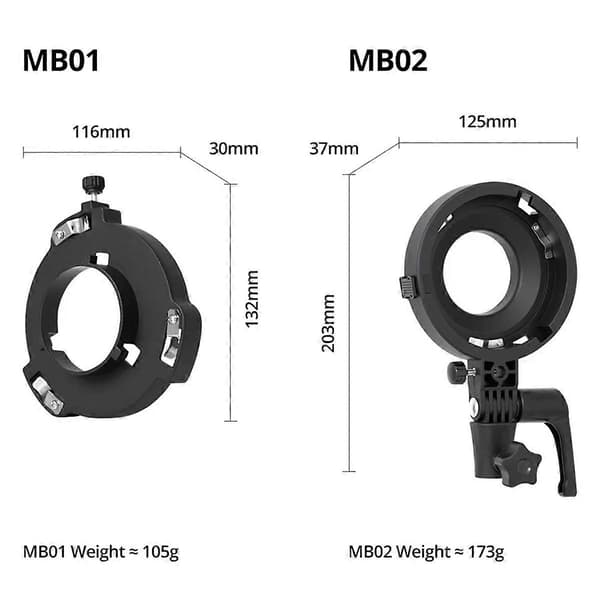 Mini Mount til Bowens Mount Adapter Hurtig opsætning til YN150 60/130 60 Softbox MB02 Black