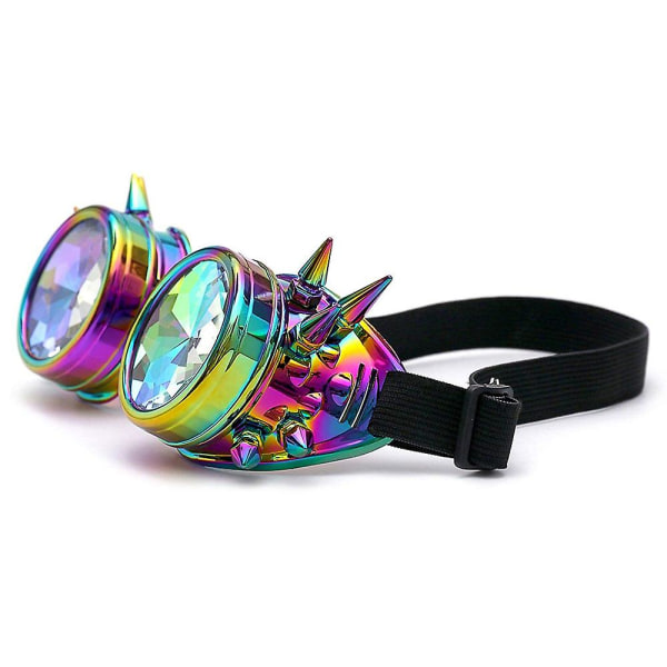 Vintage Rainbow Crystal Bling Glasögon Kalejdoskop Goth Nitar