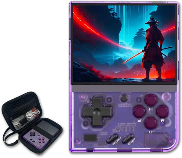 2025 Latest Model Miyoo Mini Plus Handheld Game Console 3.5-inch 640*480 IPS Screen 3000mAh Compatible with Multiplayer Portable Case Purple