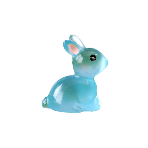 Mini kaninstatyetter Lysande miniatyrkaninstatyer Harts Små kaninfigurer påskdagen Blå