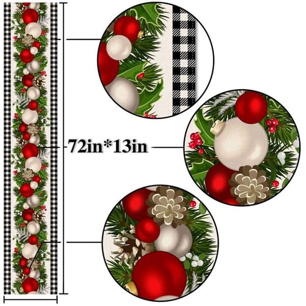 3X Sort og Hvid Gingham Juledug Ternet Julepynt Ferie Hjem Køkken Indretning