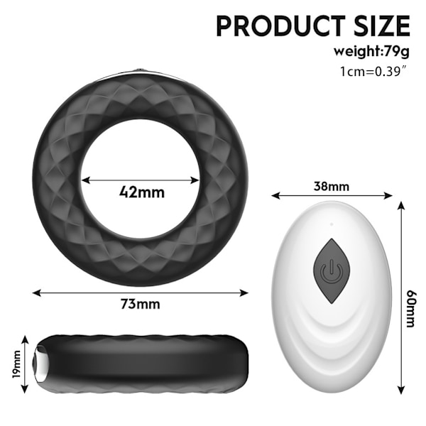 Vibrerende silikone dildo ring med 10 vibrationstilstande, fjernbetjening, massager, stimulator, genopladeligt sexlegetøj til voksne