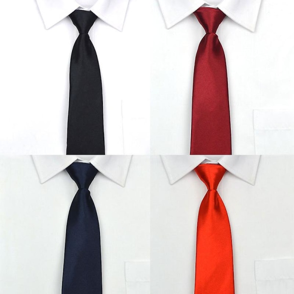 Damslips, 7 cm, klassisk enfärgad, vanlig slips för män (g72 Marinblå dragkedja)