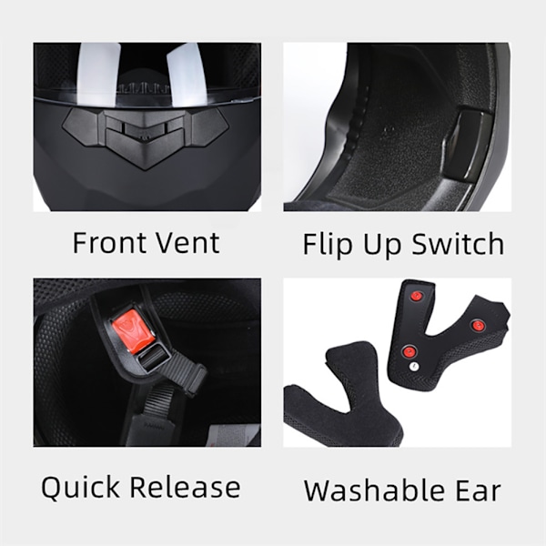 Arrival Herre Motorcykel Professionel Racing Flip Up Hjelm Abs Materiale Modulære Dobbelt Linse Hjelme 1 S（55-56）