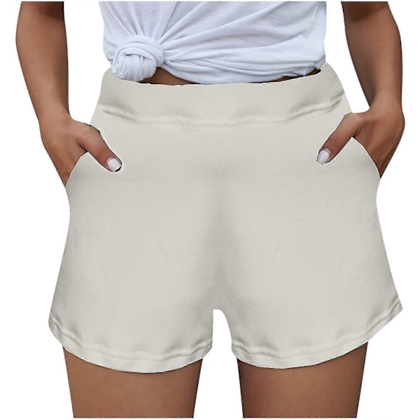 Lounge Shorts för Kvinnor, Träningsshorts, Enfärgade Shorts, Vardagsshorts med Ficka LGL Vit White S