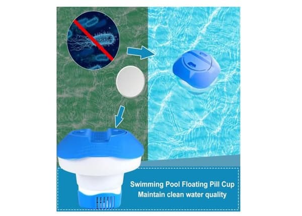 8 tommer flydende pooldispenser, foldbar flydende klordispenser, flydende diffuser til swimmingpools
