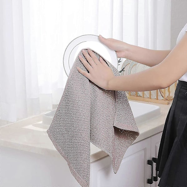 6-pack 100% Cotton Terry Dishcloths Kitchen Dish Cleaning Hanging Loop Brown Brown 34*73cm
