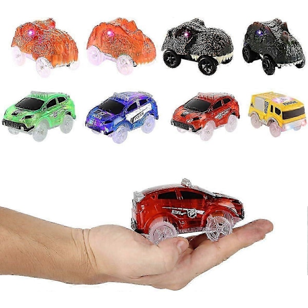 SBSG Rata-autot Vain Vaihto, Joustavat Rata-autot Magic Tracks Hehkuvat Pimeässä Radoille, LED Valot Syttyvät Paristokäyttöiset Snap N Glow Trax Autot Lisävaruste