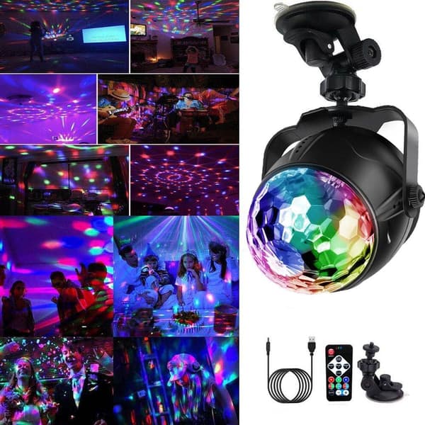 Scenelys, stemmestyring diskokugle RGB-farve lysfestlyd