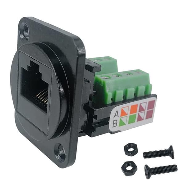 Skrueterminaladapter til RJ45 panelmontering, 5 stk., Type D RJ45 8P8C til 8-bens terminal