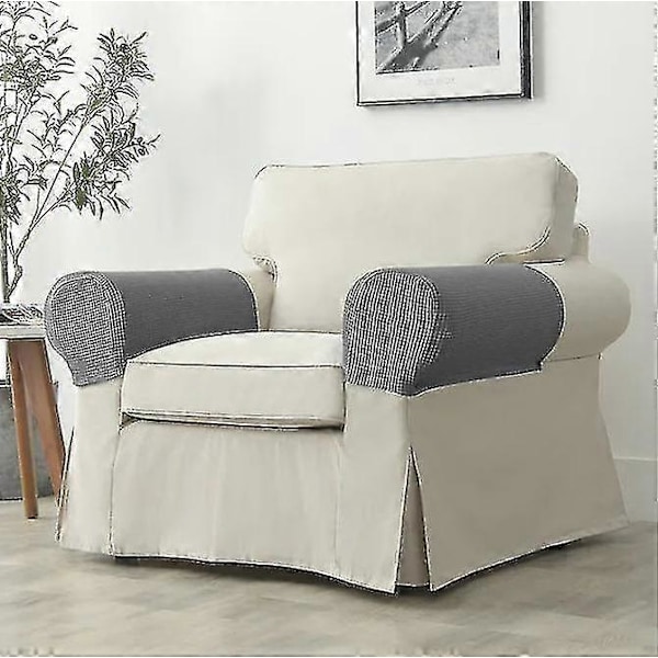 2 stk. Stretch Armlene Trekk Spandex Jacquard Armtrekk Myk og Elastisk Beskyttelse for Stoler Sofa Lenestol Trekk Recliner Sofa Deep coffee