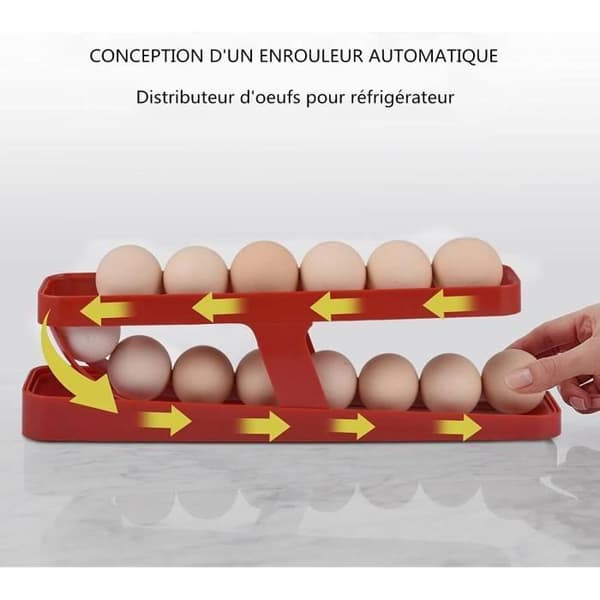 Automatisk rullende eggholder - Rød - 2 nivåer - Spar plass