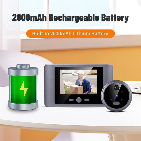 Electronic Door Camera with PIR Motion Detector, 7.1 cm LCD Screen, Night Vision and Wireless Recording.
