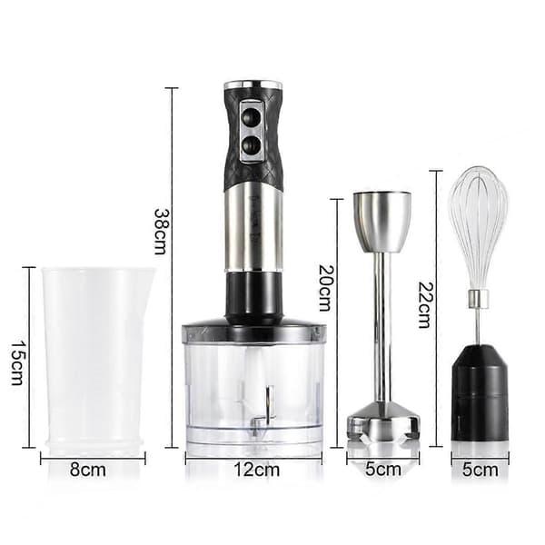 Stavblender, 4 i 1 håndblender, rustfrit stål stav, emulsionsblender med hakker As Shown