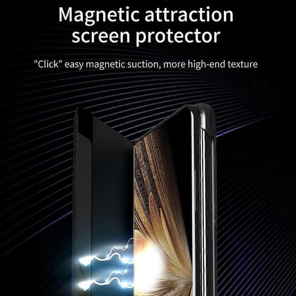 Til Honor Magic V5 5G Etui View Window PU Læder Stand Smart Telefon Cover Sort