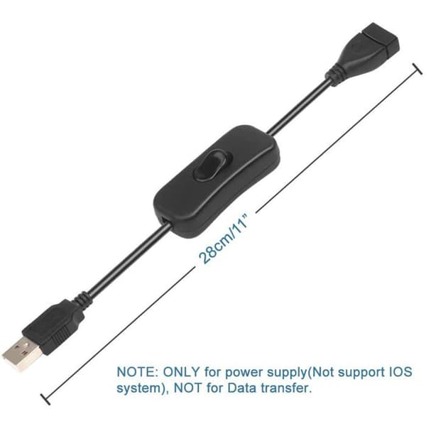 2-delt USB han til hun kabel med tænd/sluk-knap, inline USB forlænger vippekontakt