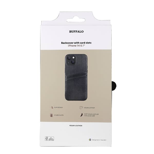 Buffalo iPhone 14 / 13 Etui Læder Med 2 Kortpladser Sort 140