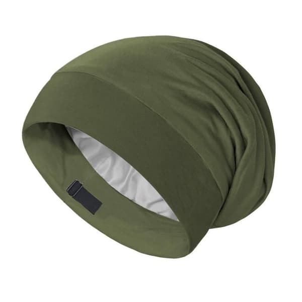 XJYDNCG Unisex Elastisk Satin Nattmössa, Slouchy Justerbar Mössa med Satinfoder - Grön