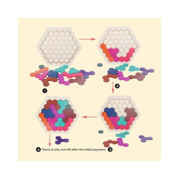 Barn 3D träpussel Leksaksgeometri Tangrams Honeycomb IQ Hjärnträning Pedagogisk 10 st.