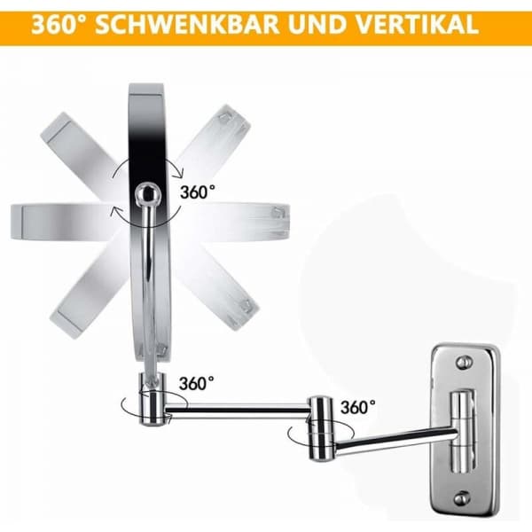 LED-makeup spejl - 1 x / 10 - Vægmontering - Dobbeltsidet