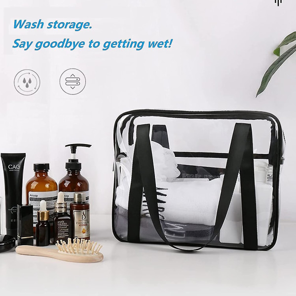 Väska,heilwiy stor genomskinlig kosmetisk väska,heilwiy vattentät bärbar toalettartiklar (vinröd)