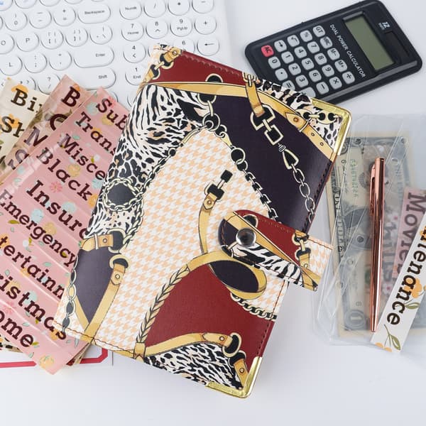 A6 Leopardprint PU-læder Budget Binder Organizer 360