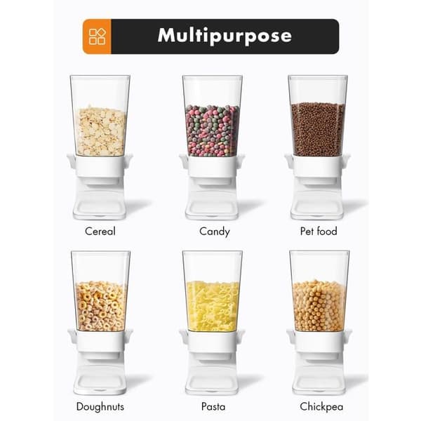 Cerealdispenser, krossar inte mat, godisdispenser, stor 5L kapacitet, vit – 1 styck