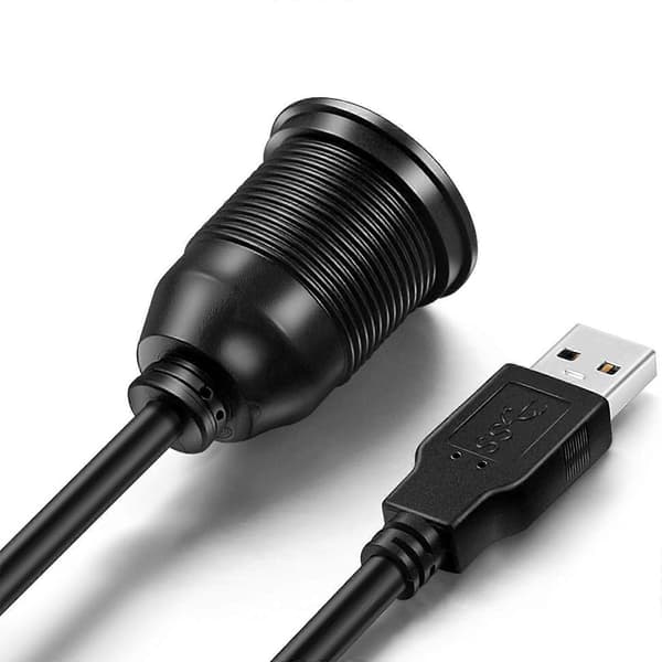 USB3.0 Han til Hun Auditory Flush Mount Kabel til Køretøj og Marinebrug Montering Dashbard Dock Adapter Støvtæt 2m