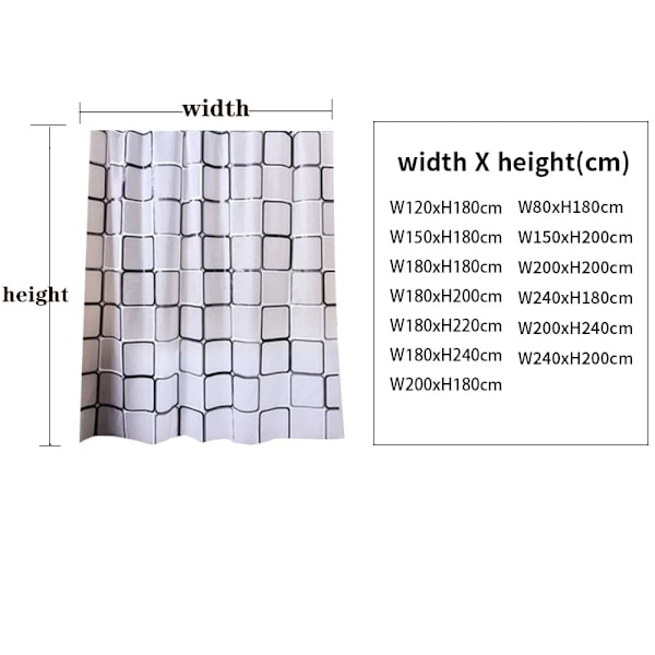 Badeværelsesforhæng Vandtæt Badeforhæng PEVA Moderne Geometrisk Ternet Mønster Bondehus Hjem Dekoration Gennemskinnelig shower curtain 150x180cm