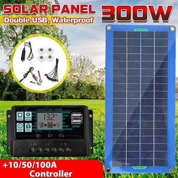 300w Solcellepanel 12v 5v Dobbel Usb Monoin Solceller Lader -5