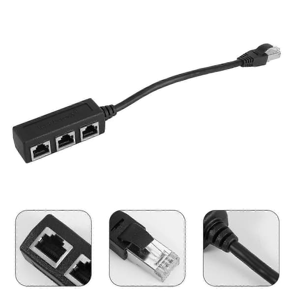 Ethernet netværkskabelsplitter med flere Ethernet-porte til internetforbindelse Black 9*3.1CM
