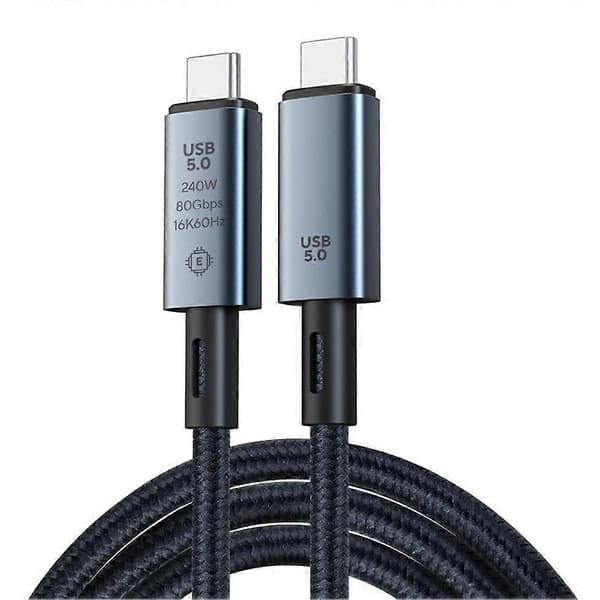 USB 5-kabel 80 Gbps 240 W 8K 60 Hz for Thunderbolt 5 hurtiglading for Thunderbolt3 USB 5.0 USB C til C dataoverføringskabel