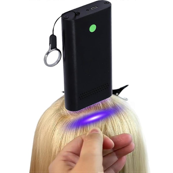 Hår Extension UV Hærdningslys Maskine, Genopladelig UV Extension Lampe Sporløs Hurtig Hærdning Kompatibel med Hår Extensions og Parykker Black