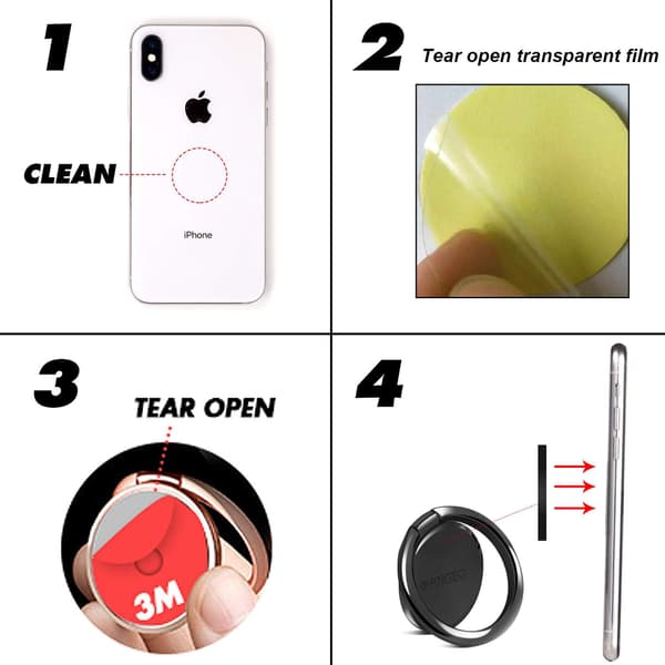 Finger Ring Stand, 4-Pack Universal Thin 360 Degree Rotation Phone Rings, Cell Phone Ring Holder Stand