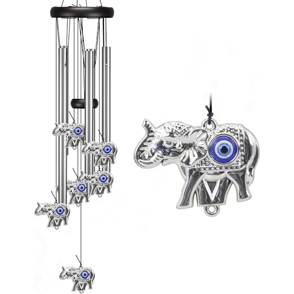 Tuulikellot ulkokäyttöön, Elefanttilahjat naisille, myötätuntotuulikellot ulos, patiokoristeet, Zen-puutarhakoriste (Elefantti) Evil Eye Elephant