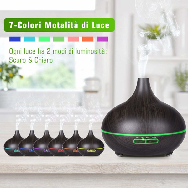 Ultralyd Luftfukter Aromaterapi 300ml med LED-lys og Timer Black
