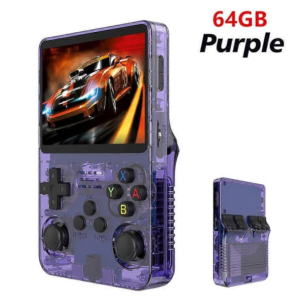 R36S Retro Handheld Video Game Console Linux System 3.5 inch IPS Screen Portable Pocket Video Player 64GB Game Boy Gift Black
