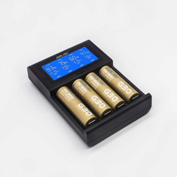 2A LCD-skärm Snabb USB batteriladdare för 18650 26650 14500 batteri - 1407808