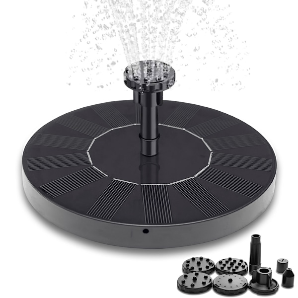 Fontän - Solcellsfontän / Vattenfontän Solcell - 16 cm Svart Black Svart