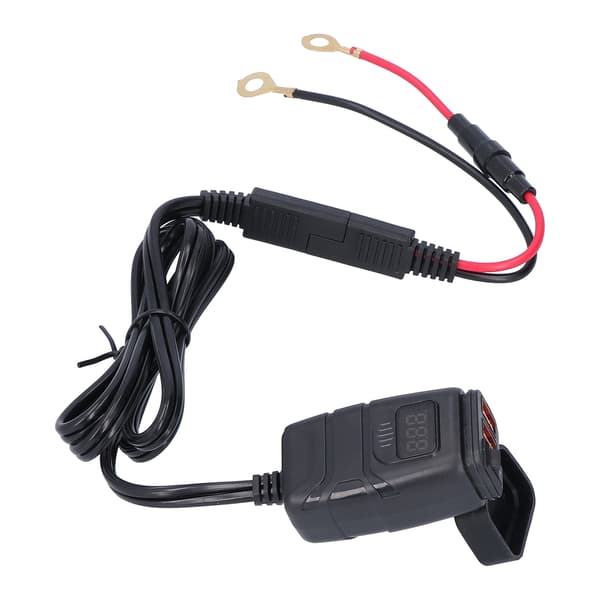 Motorcycle Charger QC3.0 Dual USB Waterproof Power Adapter with Voltmeter On/Off Switch 0.8