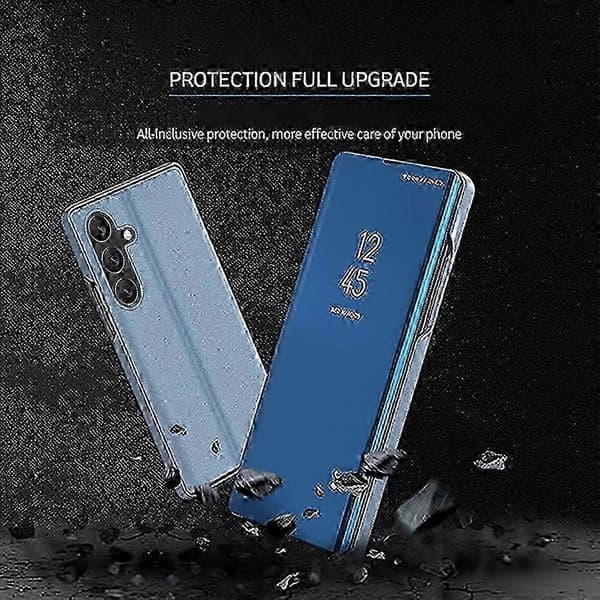 Til Samsung Galaxy S24 FE Etui View Window Stand Læder Flip Telefon Cover - Sølv Silver