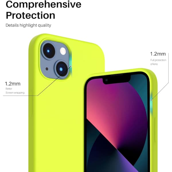 iPhone 13 Case, Liquid Silicone Case for 6.1 inch iPhone 13, Ultra-thin Case, Full Coverage Shockproof Protective Soft Case Fluorescent Green Fluorescent green