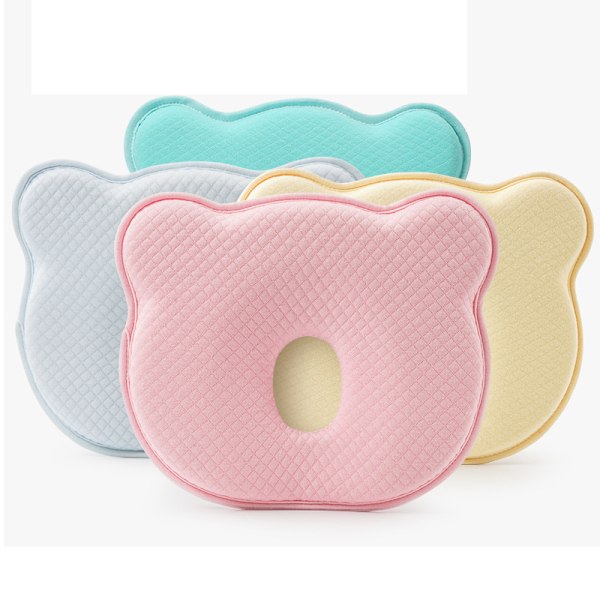 Baby Stereotyp Kudde Memory Foam Kudde Nyfödd Spädbarn Skydd Huvudform Sovkudde Resekudde för 0-24 månader yellow