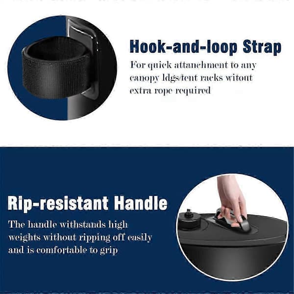 Kraftiga 20L vattenpåsar för tältvikter, 2-pack Black