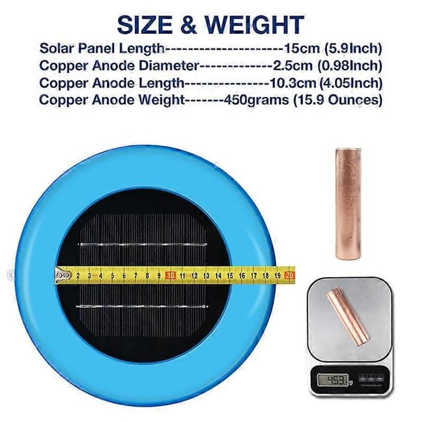 Solar Pool Ionizer Koppar Silverjon Simbassäng Renare Algresistens Lägre Klor Utomhus White