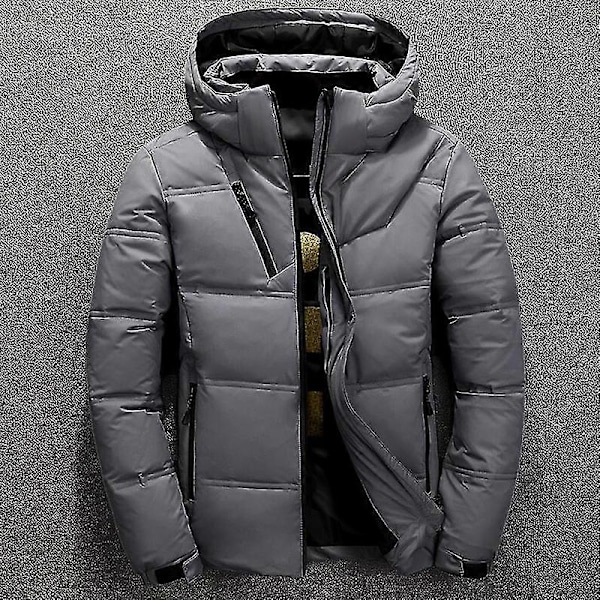 Vinterjacka Herr Hög Kvalitet Röd Svart Dunjacka Med Huva Parkas Mode Man Vit Ankdunjacka Tjock Varm Snö Ytterkläder COLOR Dark Grey M