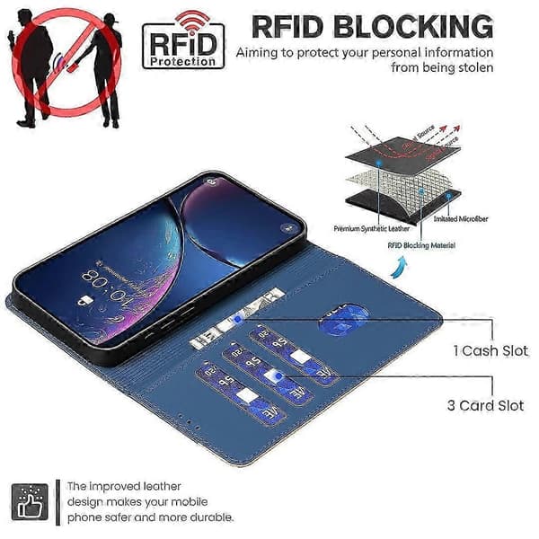 RFID Skyddande Fodral i Äkta Läder för Infinix Note 40 4G Blue