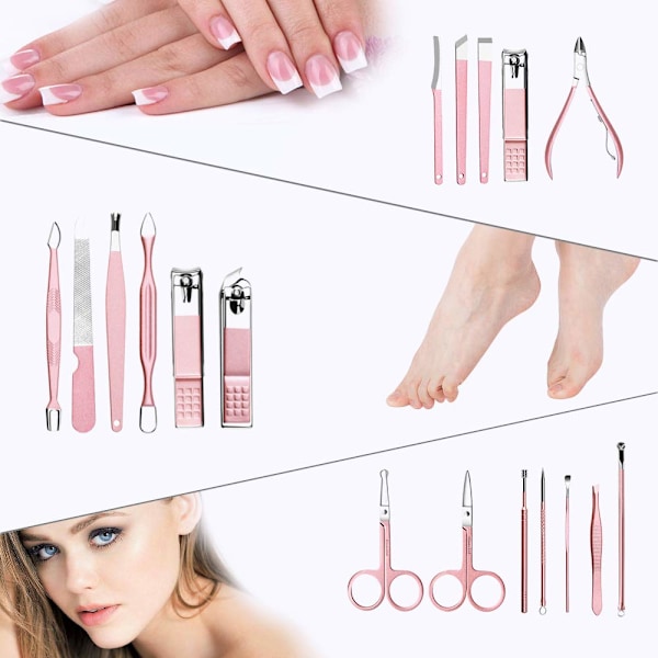 Nagelkonst Nagelsax Set Hem Nagelsax - Klassiskt 18 Delars Roséguld Set (Beige Förpackning)